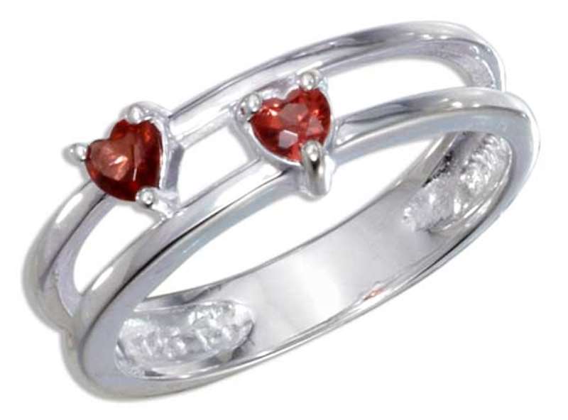 Open Band Garnet Hearts Ring Open Band Garnet Hearts Ring