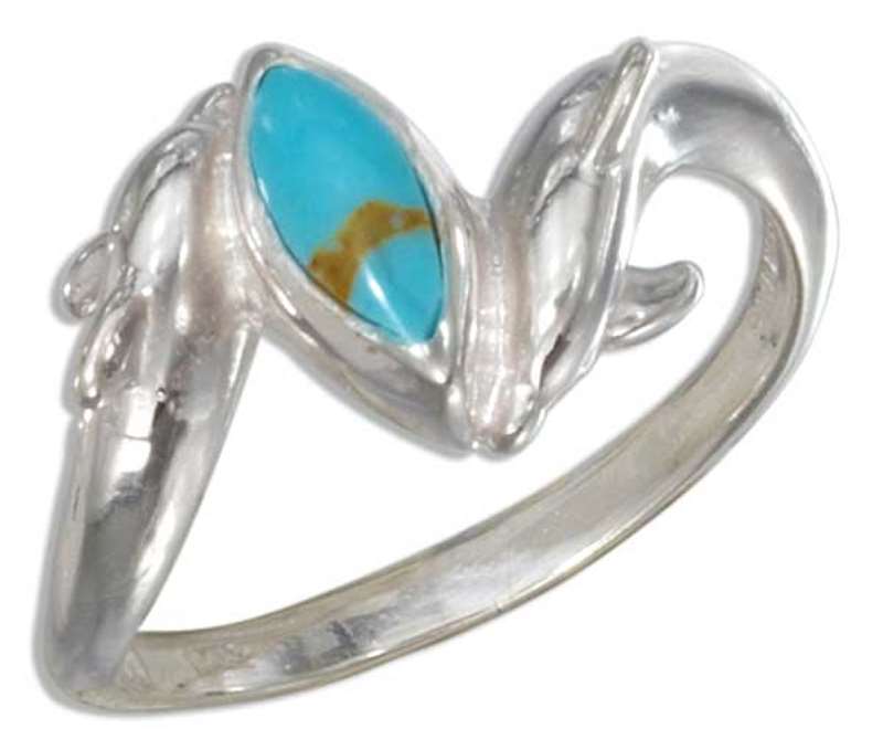 Double Dolphin Turquoise Ring