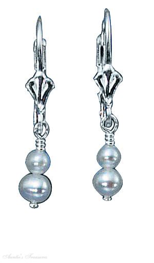 Double Pearl Drop Leverback Earrings