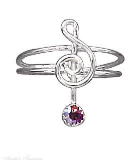 Pink Crystal Treble Clef Toe Ring