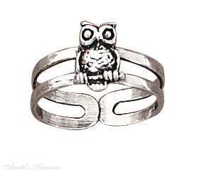 Double Shank Owl Toe Ring