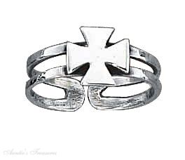 Double Shank Wide Cross Toe Ring