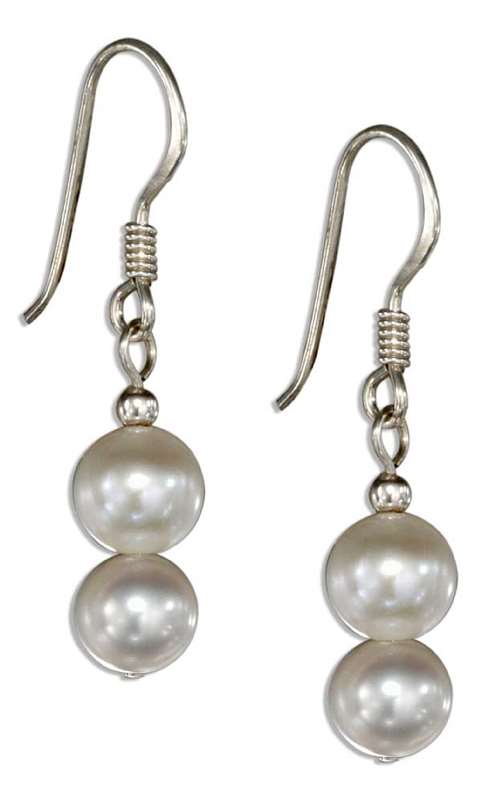 Double White Freshwater Pearl Dangle Earrings Double White Freshwater Pearl Dangle Earrings