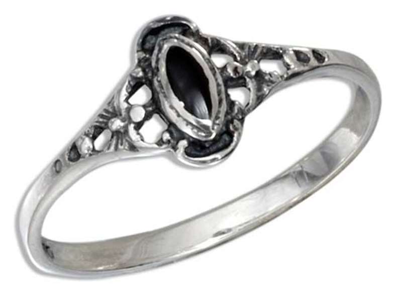Elongated Black Enamel Marquise Ring Elongated Black Enamel Marquise Ring