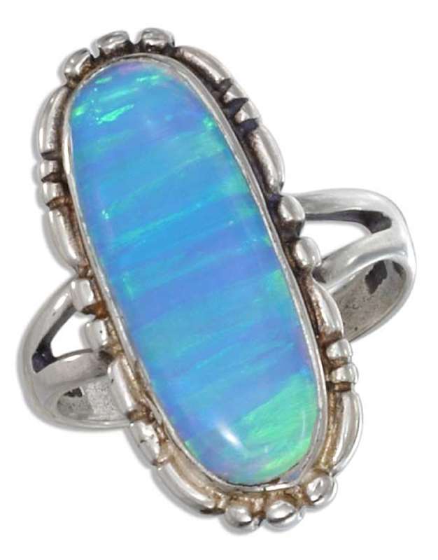 Elongated Synthetic Blue Opal Ring Elongated Synthetic Blue Opal Ring