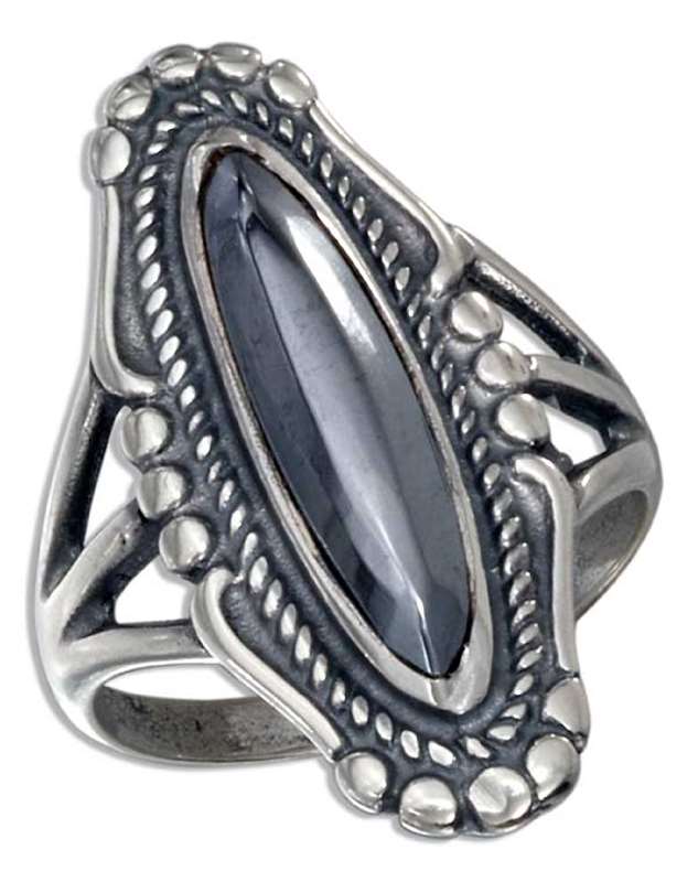 Elongated Hematite Cocktail Ring
