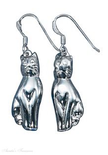 Elongated Puffed Cat Dangle Earrings