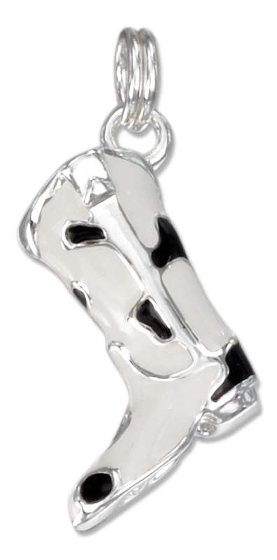 3D Enamel Black White Cowboy Boot Charm 3D Enamel Black White Cowboy Boot Charm