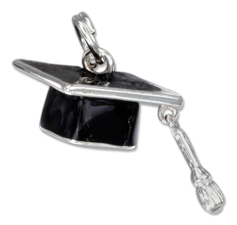 3D Enamel Black Graduation Mortarboard Cap Charm 3D Enamel Black Graduation Mortarboard Cap Charm