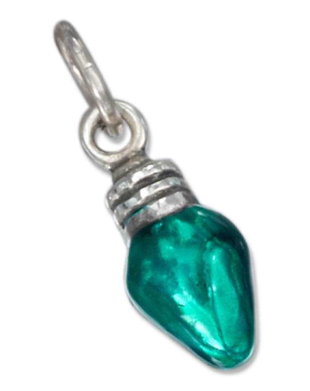 3D Enameled Green Christmas Light Bulb Charm 3D Enameled Green Christmas Light Bulb Charm