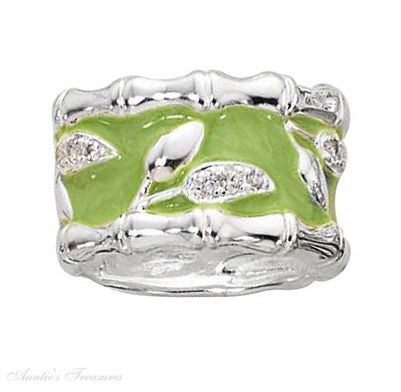 Enamel Green Bamboo Design Ring Enamel Green Bamboo Design Ring