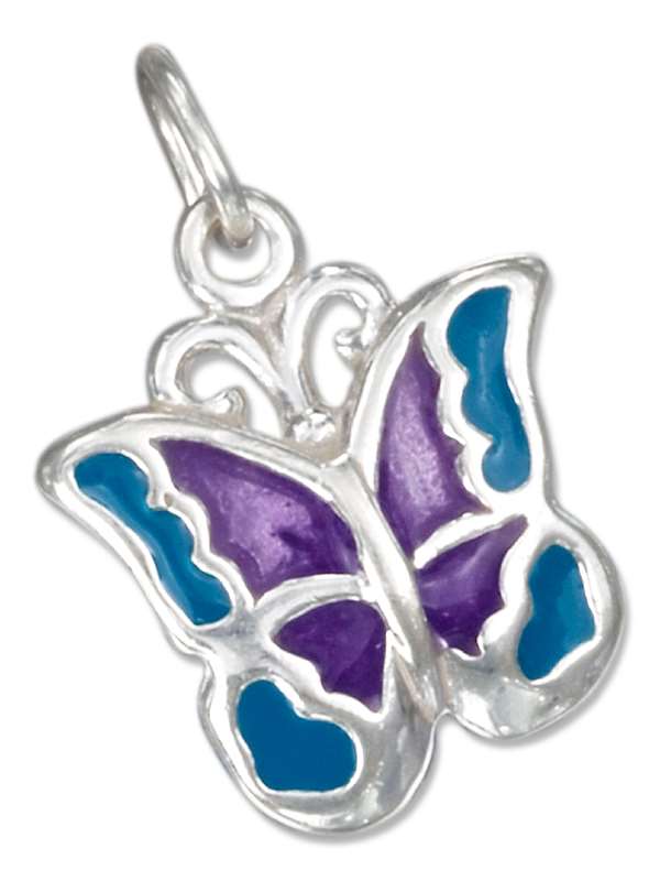 Enameled Blue Purple Butterfly Charm Enameled Blue Purple Butterfly Charm