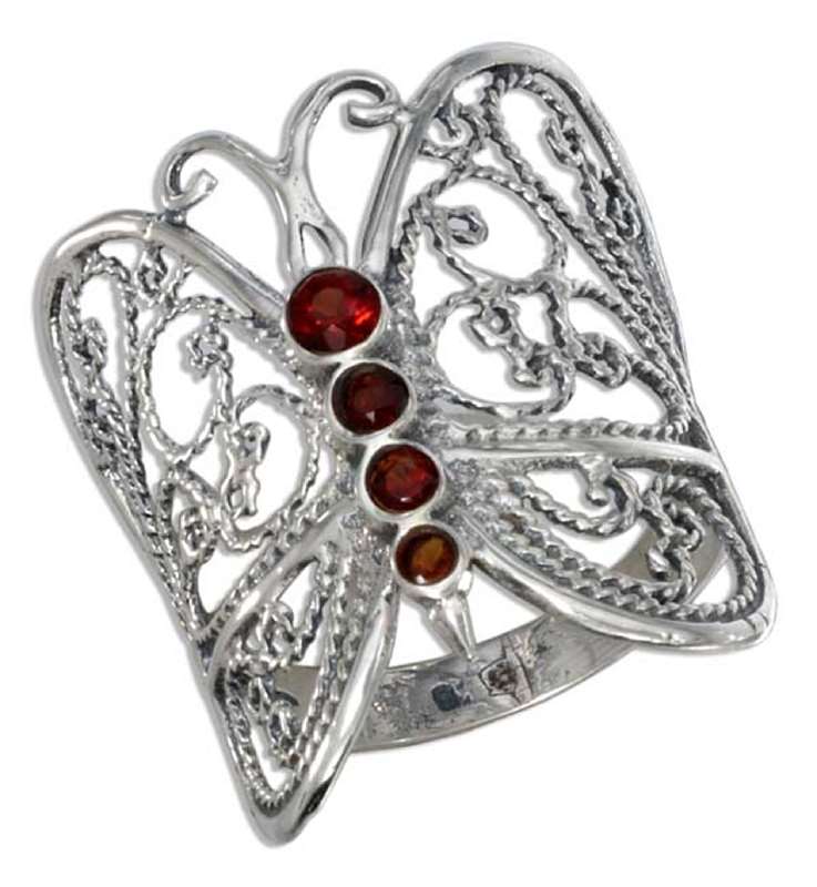 Filigree Imitation Garnet Butterfly Ring Filigree Imitation Garnet Butterfly Ring