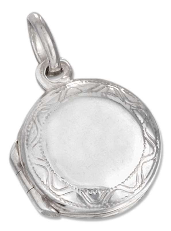 Small Etched Border Locket Pendant Or Charm