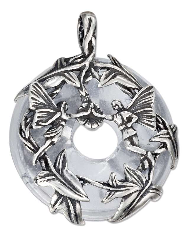 Fairies On Quartz Donut Pendant