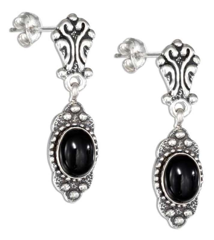 Black Onyx Post Dangle Earrings