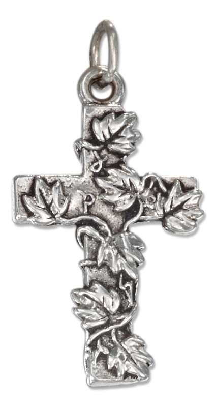 Branch Leaf Christian Religious Cross Charm