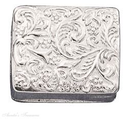 Rectangle Embossed Floral Hinged Pill Box - Click Image to Close