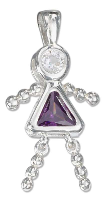 February Birthstone Babies Girl Child Charm Pendant - Click Image to Close