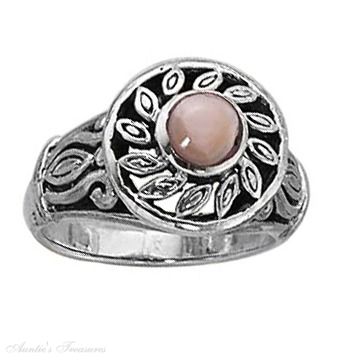 Filigree Solitaire Pink Mother Of Pearl Sun Ring Filigree Solitaire Pink Mother Of Pearl Sun Ring