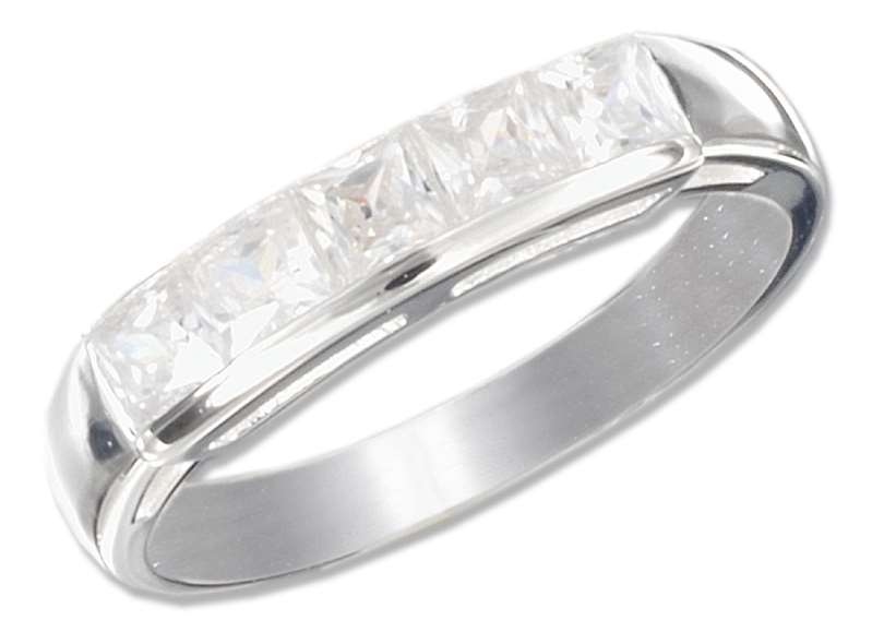 Princess Cut Channel Set Cubic Zirconia Ring - Click Image to Close