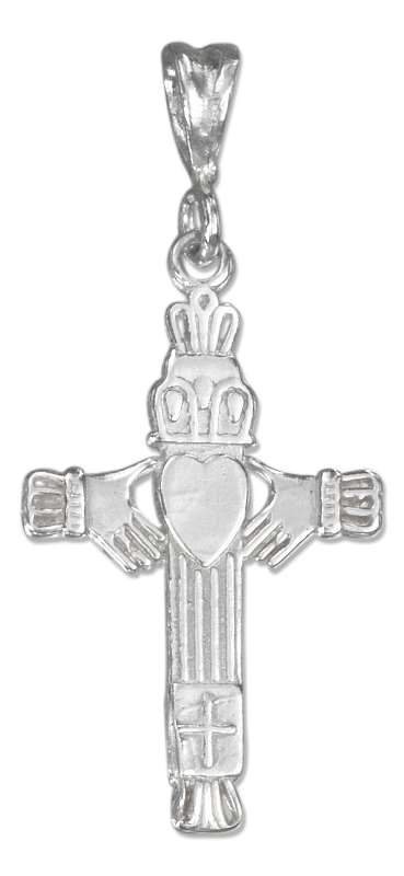 Flat Claddagh Christian Religious Cross Charm