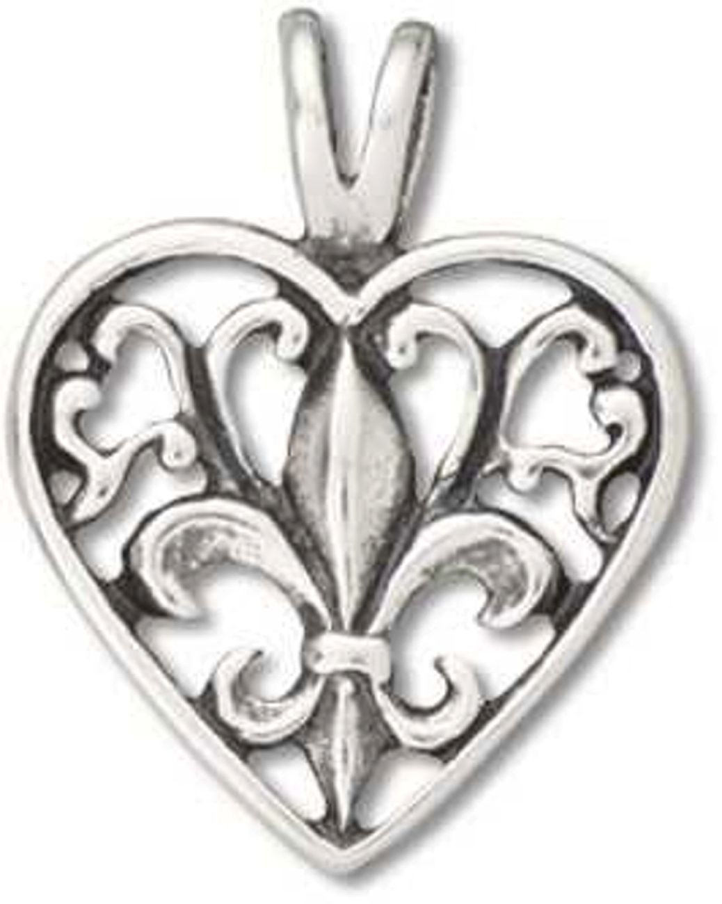 French Heritage Scrolled Heart With Fleur De Lis Pendant French Heritage Scrolled Heart With Fleur De Lis Pendant