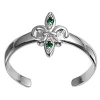 Fleur De Lis Emerald Green Cubic Zirconia Adjustable Toe Ring Fleur De Lis Emerald Green Cubic Zirconia Adjustable Toe Ring