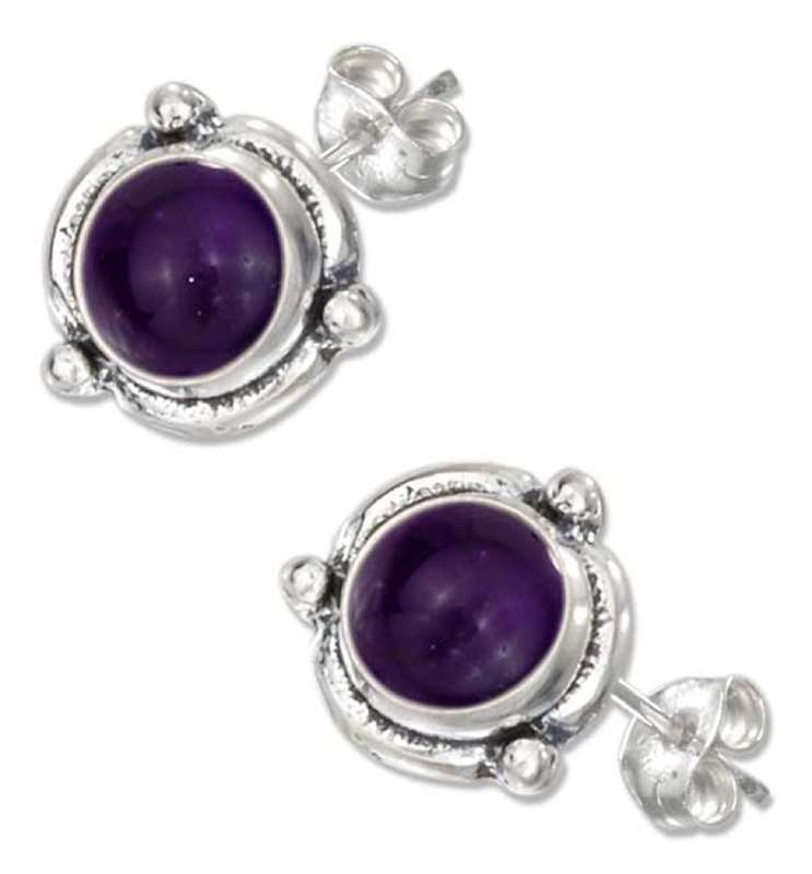 Flower Concho Amethyst Post Earrings Flower Concho Amethyst Post Earrings