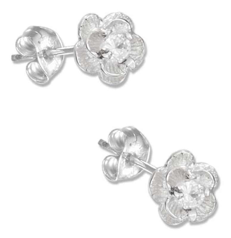 Flower Cubic Zirconia Post Earrings