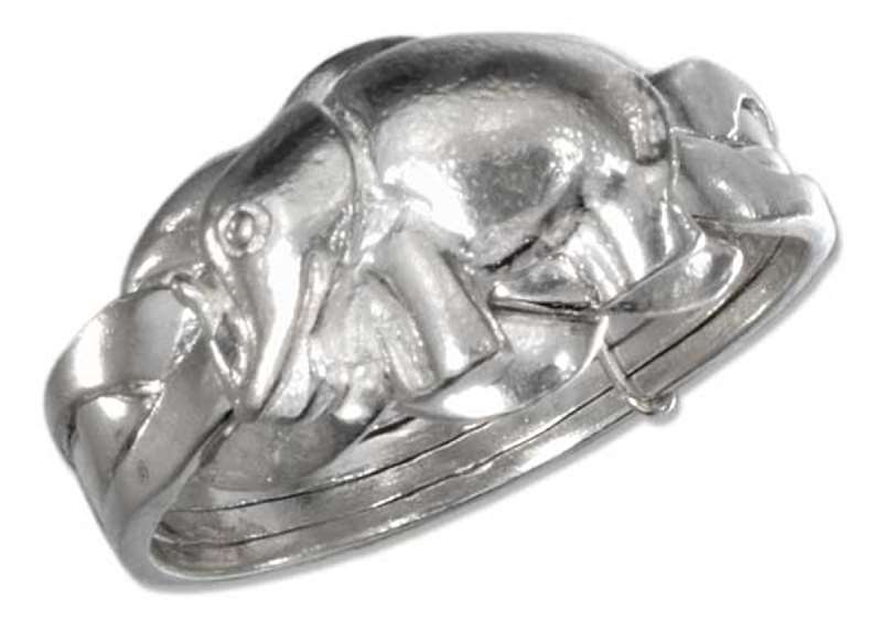 4 Piece Band Elephant Puzzle Ring 4 Piece Band Elephant Puzzle Ring