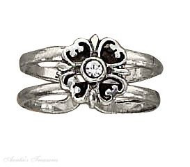 Four 4 Leaf Clover Crystal Toe Ring