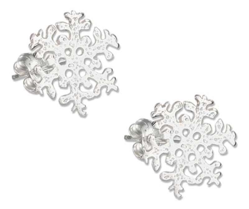 Frosted Snowflake Post Earrings - Click Image to Close