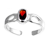 Garnet Colored Cubic Zirconia Stone Adjustable Toe Ring