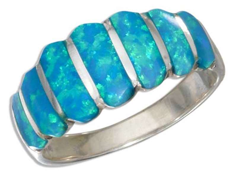 Graduated Imitation Blue Opal Dome Ring Graduated Imitation Blue Opal Dome Ring