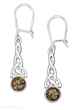 Green Amber Celtic Earrings Green Amber Celtic Earrings