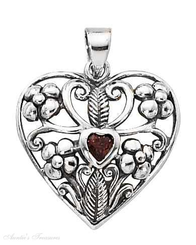Garnet Heart Within A Heart Pendant Garnet Heart Within A Heart Pendant