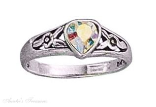 Aurora Borealis Crystal Heart Ring Aurora Borealis Crystal Heart Ring