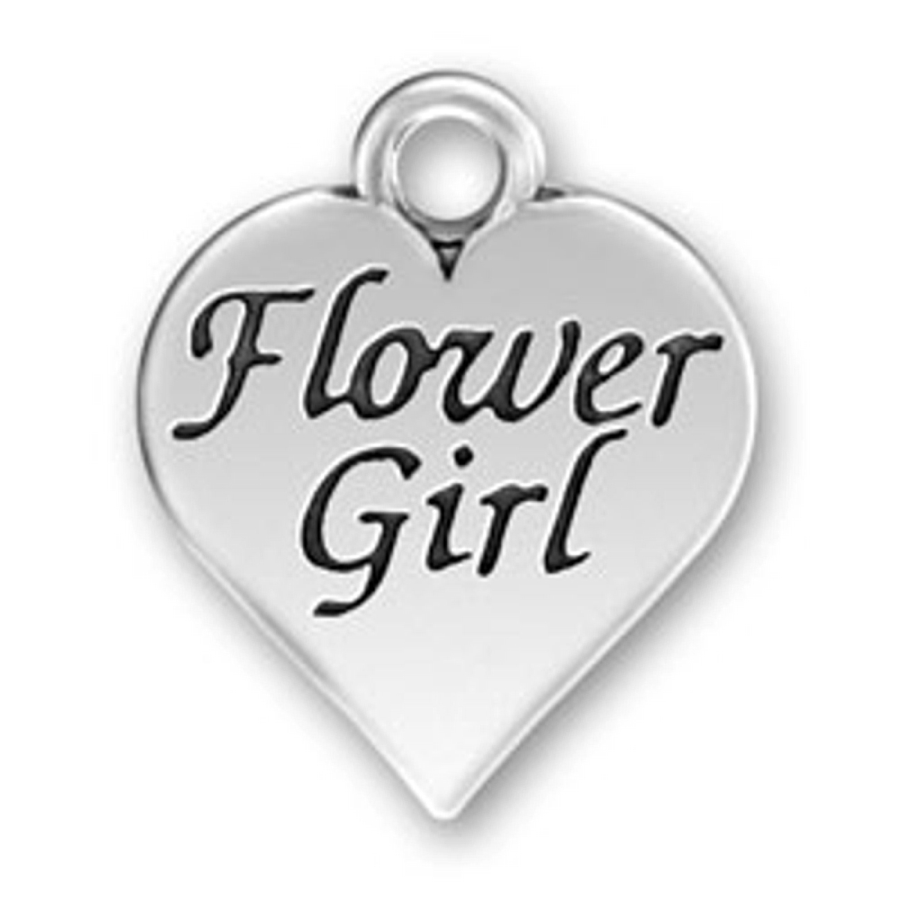 Heart Shaped Flower Girl Message Word Charm Heart Shaped Flower Girl Message Word Charm