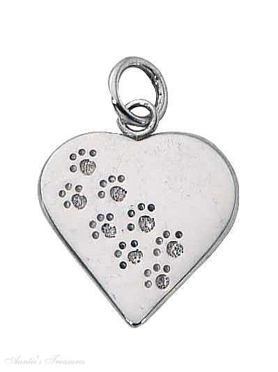 Engraveable Heart Dog Or Cat Paw Print Tag Charm Engraveable Heart Dog Or Cat Paw Print Tag Charm
