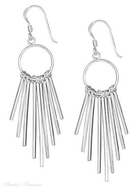1/2" Circle Wire Bar Chandelier Dangle Earrings Assorted Texture
