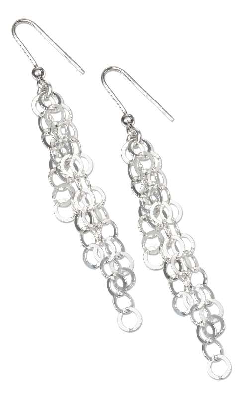 4 Strand Chandelier Dangle Earrings Interlocking Flat Circle Str