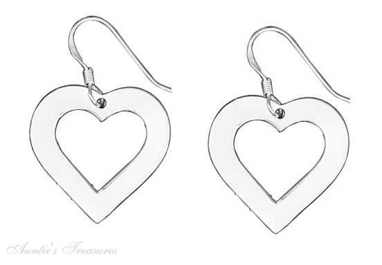 7/8" Flat Open Heart Dangle Earrings 7/8" Flat Open Heart Dangle Earrings