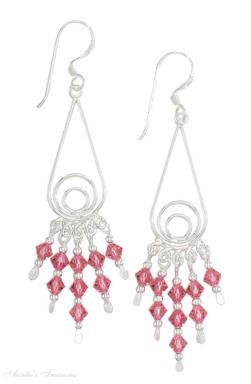 Fancy Teardrop Wire Chandelier Dangle Earrings Pink Swarovski Fancy Teardrop Wire Chandelier Dangle Earrings Pink Swarovski