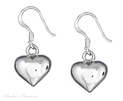 Puffed 10mm Contemporary Heart Dangle Earrings Puffed 10mm Contemporary Heart Dangle Earrings