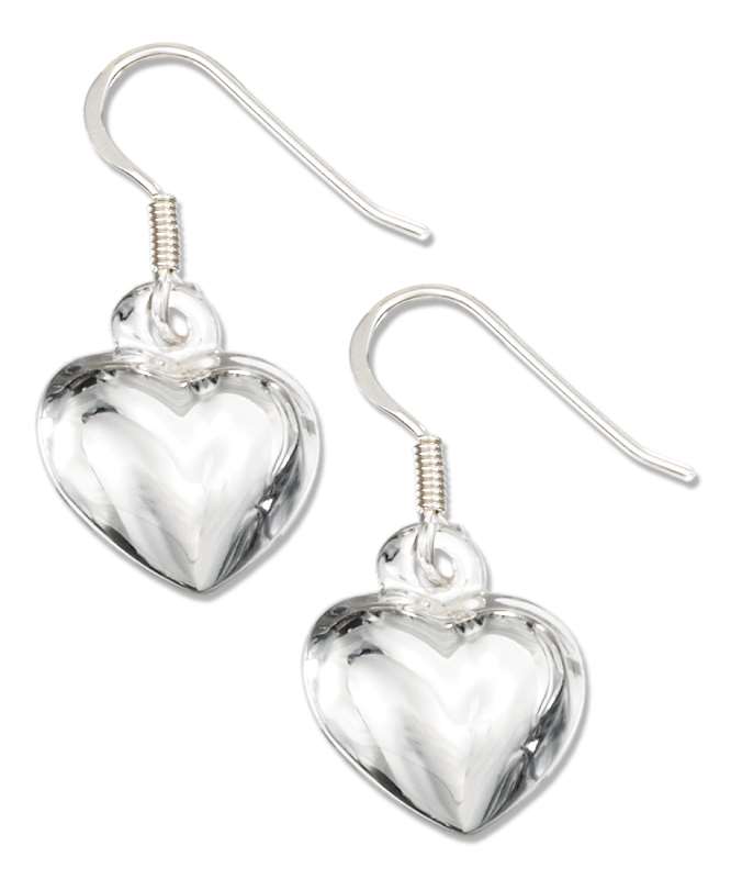 Puffed Heart Dangle Earrings Puffed Heart Dangle Earrings