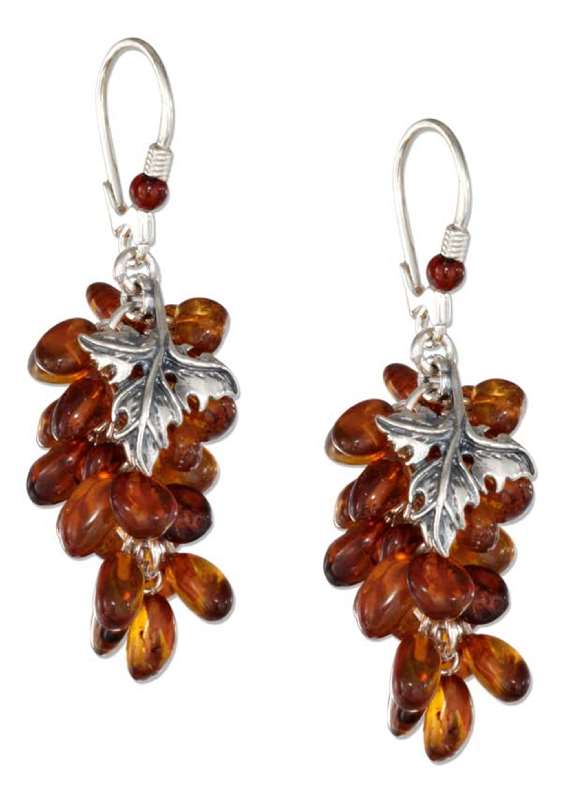Honey Cognac Amber Beaded Grapevine Earrings Honey Cognac Amber Beaded Grapevine Earrings