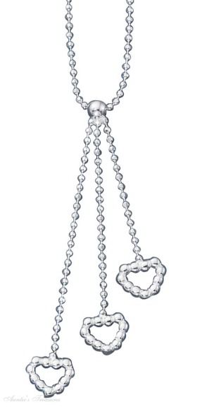 Bead Chain Hearts Lariat Tassel Choker Necklace