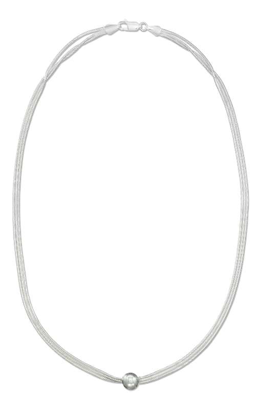 Italian 18" Three Strand 1mm Snake Chain Necklace 9mm Ball Slide Italian 18" Three Strand 1mm Snake Chain Necklace 9mm Ball Slide