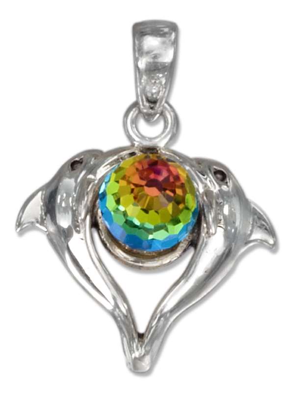 Kissing Dolphin Swarovski Crystal Charm